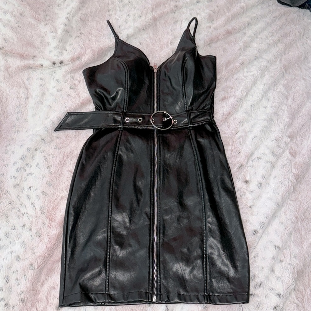 Haunte Monde medium black mini leather dress